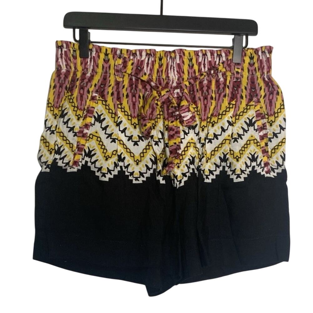 Anthropologie Linen Blend Elastic Waist Tie Belt Pockets Shorts Sz Medium
